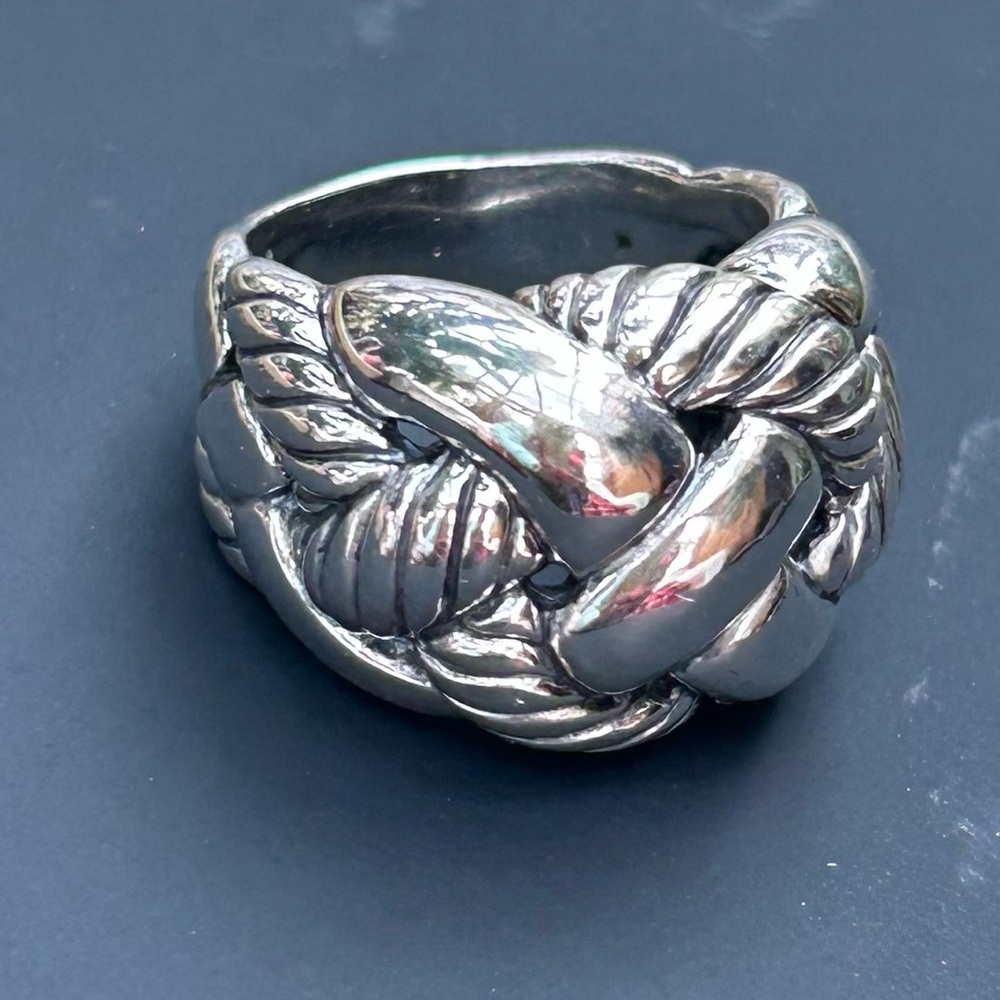 David Yurman Sterling Silver Woven Cable Dome Ring 56 7.5 Pristine Condition - Picture 2 of 5